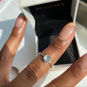 Pandora Silver Birthstone Ring —March/Blue